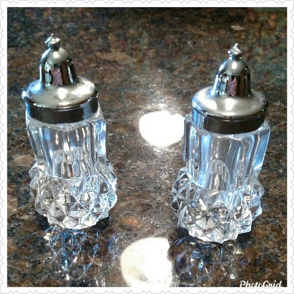 Vintage Lead Crystal Salt And Pepper Shakers